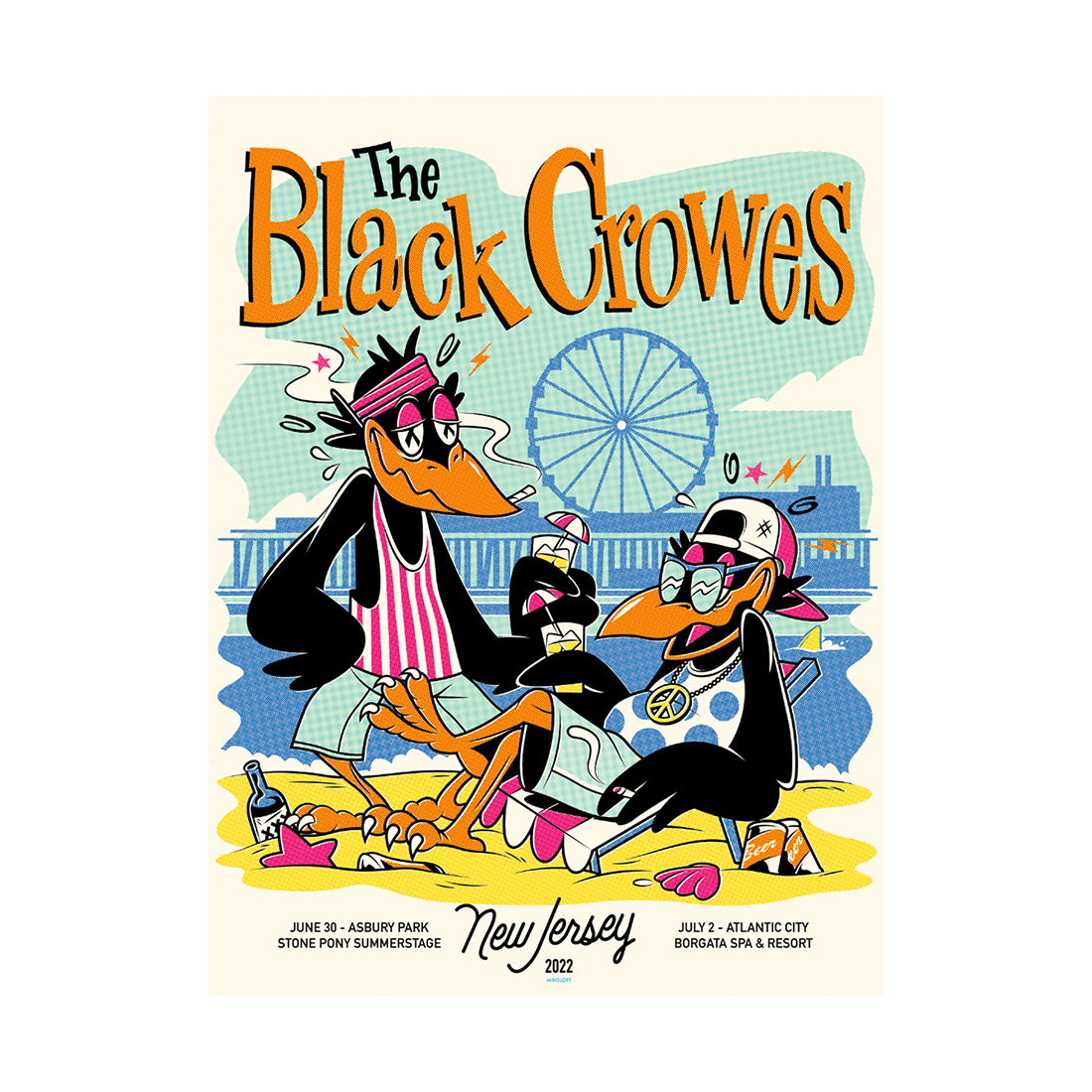 The Black Crowes World Tour 2022 Signed Lithograph - New Jersey