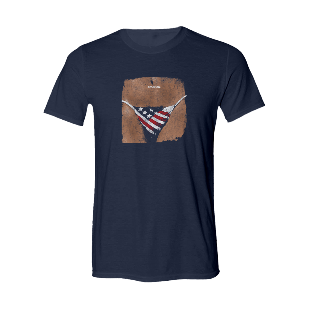 Amorica Distressed Album Cover Navy T-Shirt